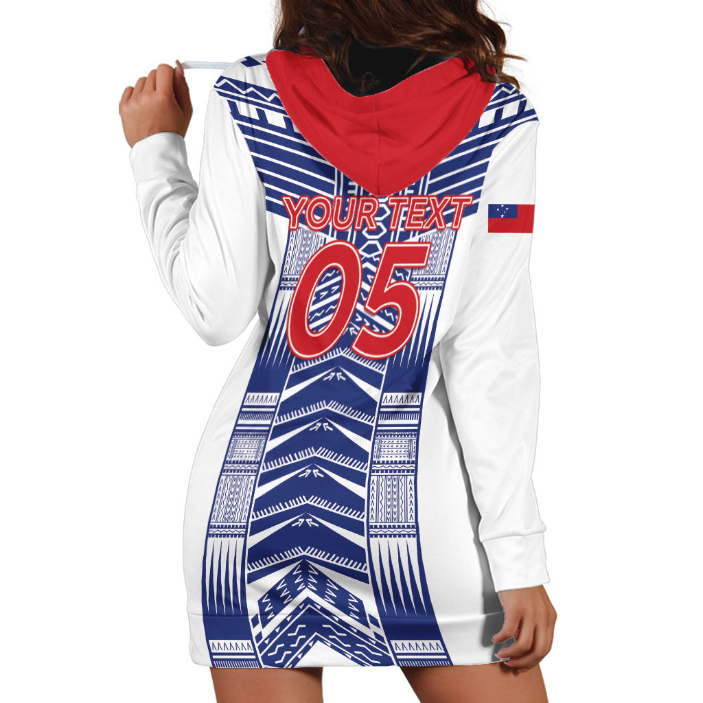 Custom Rugby Toa Samoa Hoodie Dress Samoan Tatau White Version LT05 - Polynesian Pride
