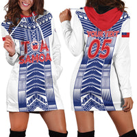 Custom Rugby Toa Samoa Hoodie Dress Samoan Tatau White Version LT05 - Polynesian Pride