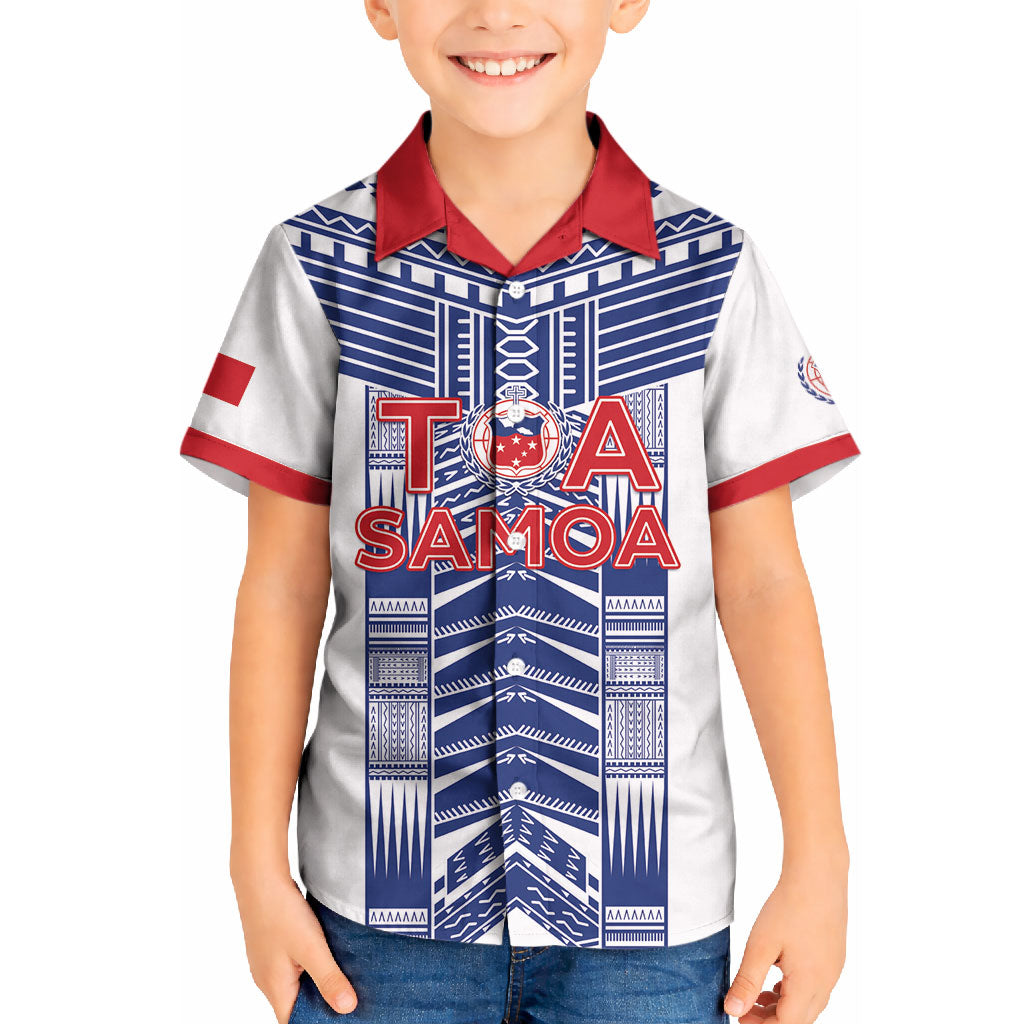 Custom Rugby Toa Samoa Kid Hawaiian Shirt Samoan Tatau White Version LT05 Kid White - Polynesian Pride