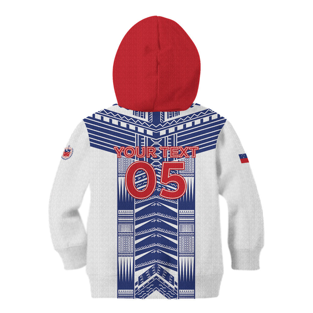 Custom Rugby Toa Samoa Kid Hoodie Samoan Tatau White Version LT05 - Polynesian Pride