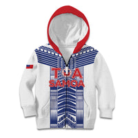 Custom Rugby Toa Samoa Kid Hoodie Samoan Tatau White Version LT05 Zip Hoodie White - Polynesian Pride