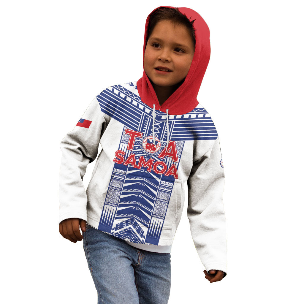 Custom Rugby Toa Samoa Kid Hoodie Samoan Tatau White Version LT05 - Polynesian Pride
