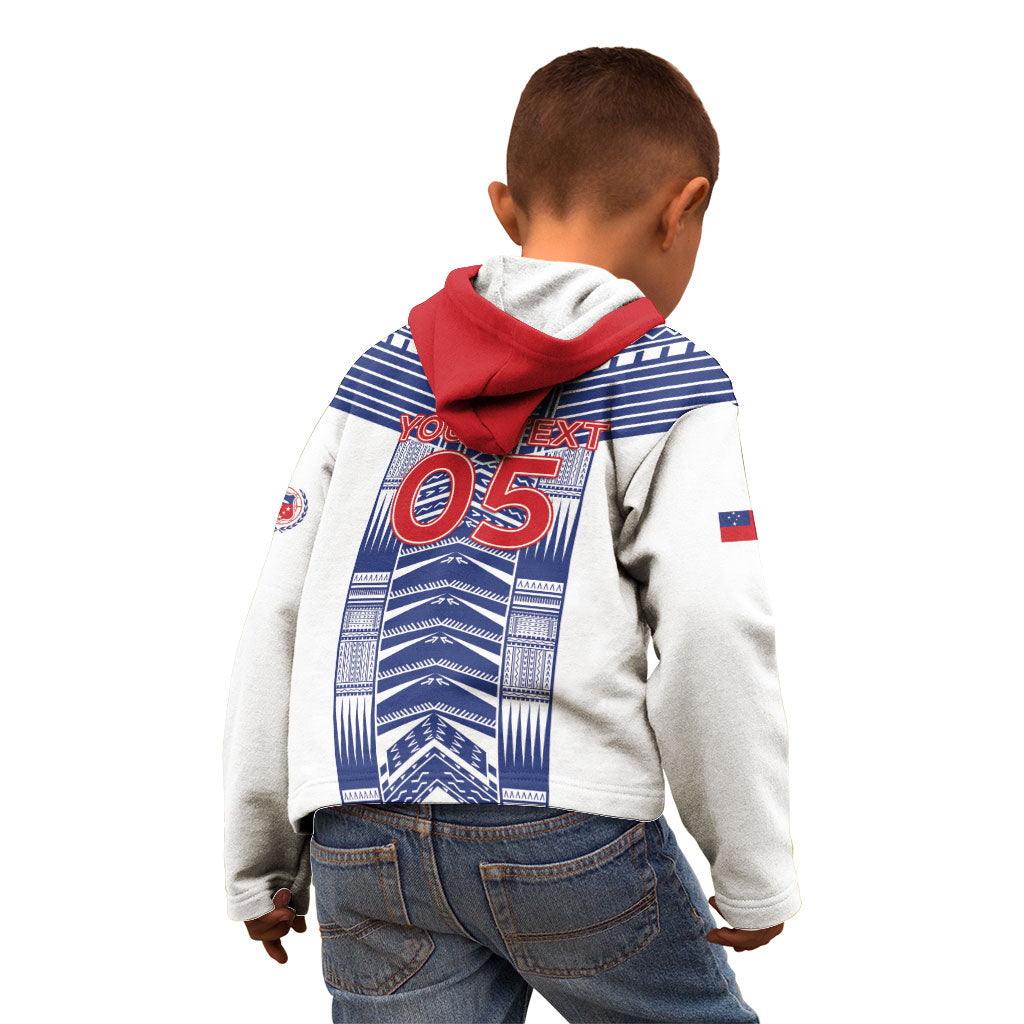 Custom Rugby Toa Samoa Kid Hoodie Samoan Tatau White Version LT05 - Polynesian Pride
