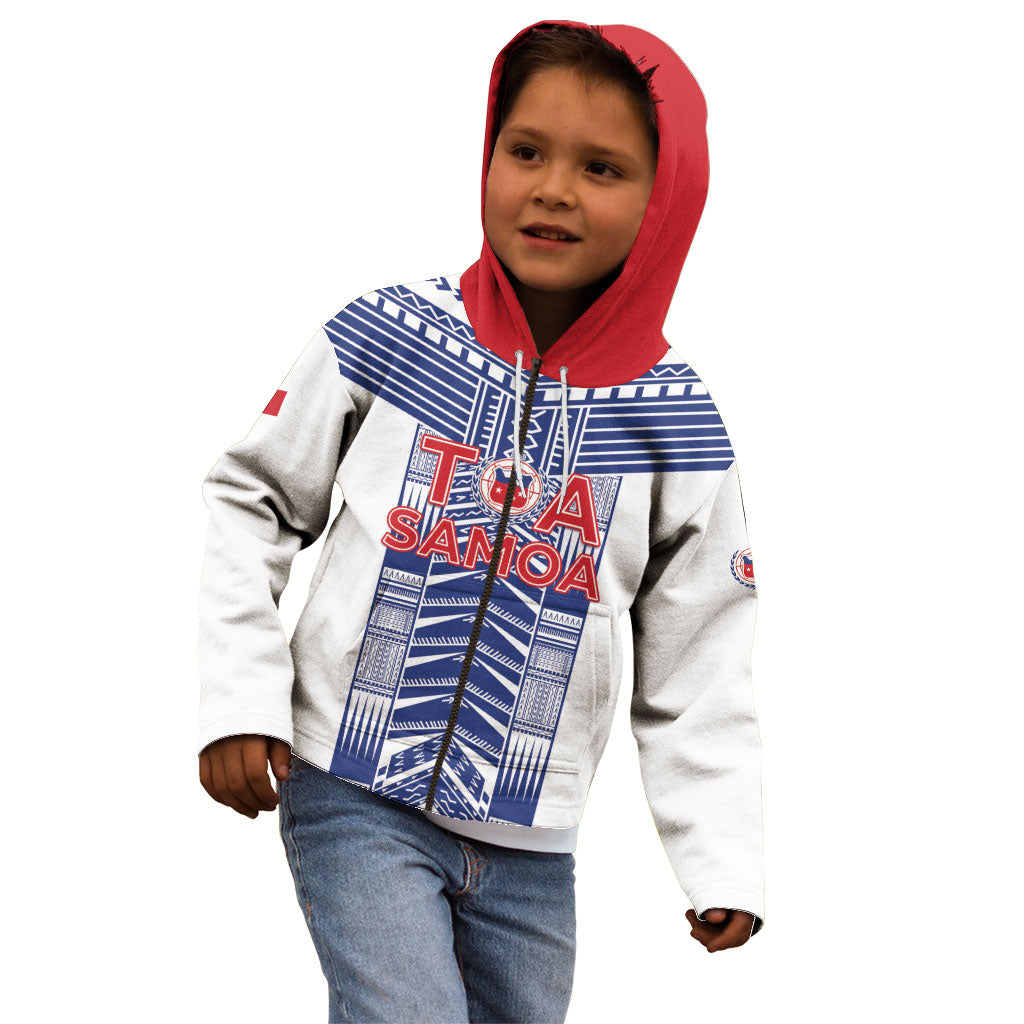 Custom Rugby Toa Samoa Kid Hoodie Samoan Tatau White Version LT05 - Polynesian Pride