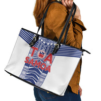 Rugby Toa Samoa Leather Tote Bag Samoan Tatau White Version LT05 - Polynesian Pride
