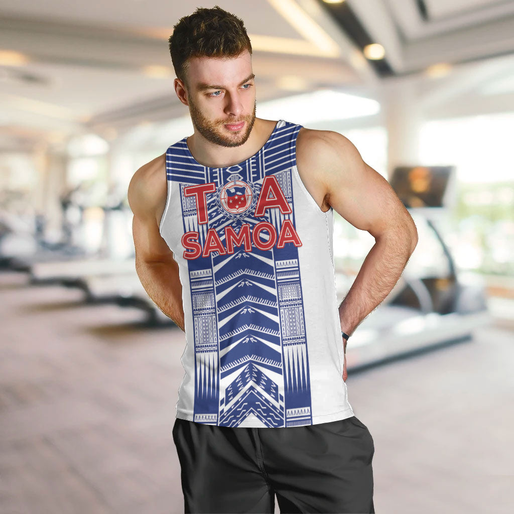 Custom Rugby Toa Samoa Men Tank Top Samoan Tatau White Version LT05 White - Polynesian Pride