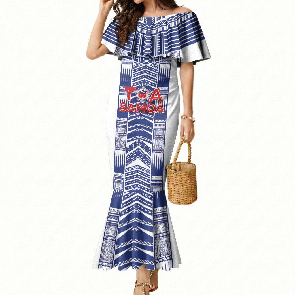 Custom Rugby Toa Samoa Mermaid Dress Samoan Tatau White Version LT05 Women White - Polynesian Pride