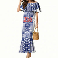 Custom Rugby Toa Samoa Mermaid Dress Samoan Tatau White Version LT05 Women White - Polynesian Pride