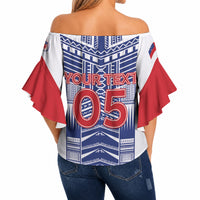Custom Rugby Toa Samoa Off Shoulder Wrap Waist Top Samoan Tatau White Version LT05 - Polynesian Pride
