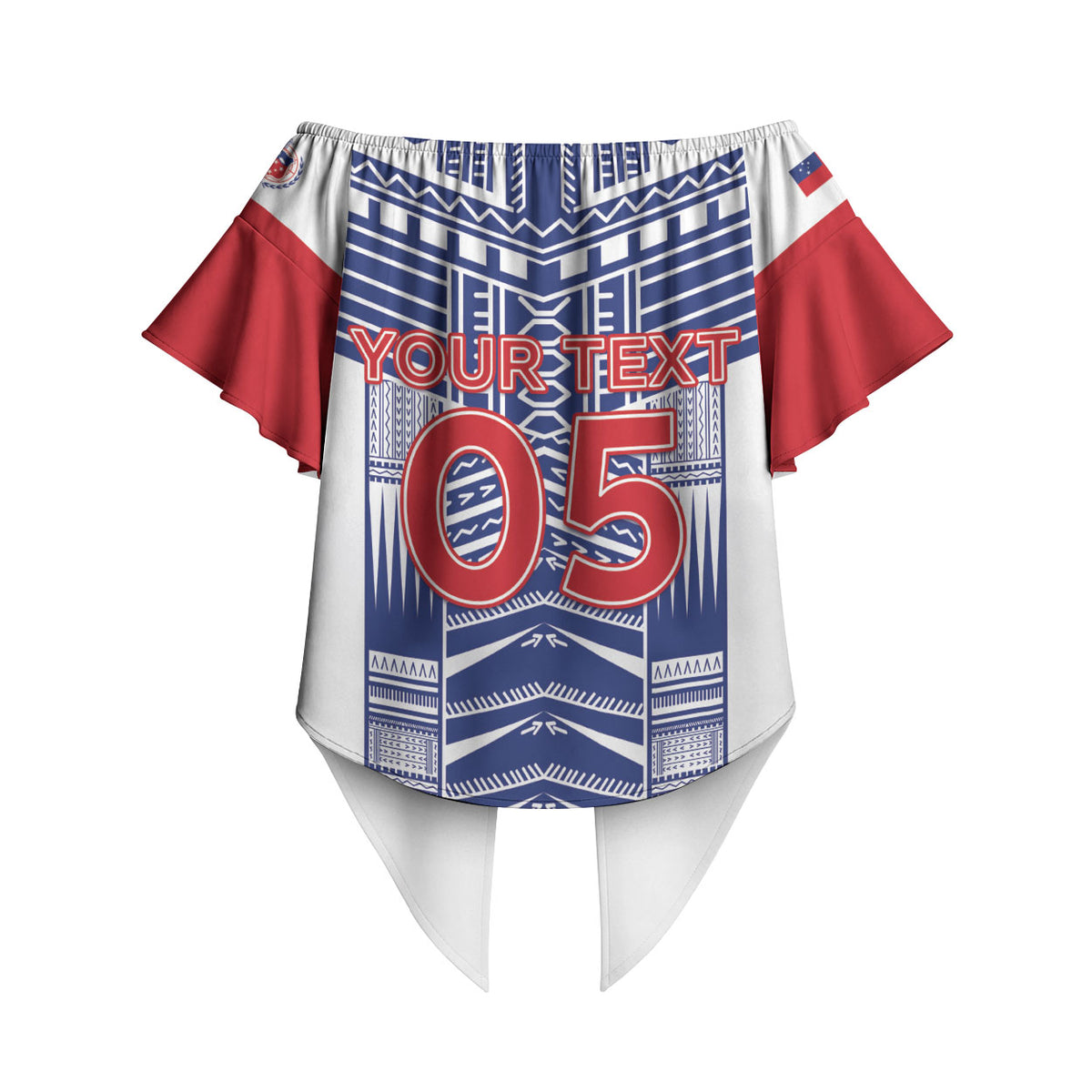 Custom Rugby Toa Samoa Off Shoulder Wrap Waist Top Samoan Tatau White Version LT05 - Polynesian Pride
