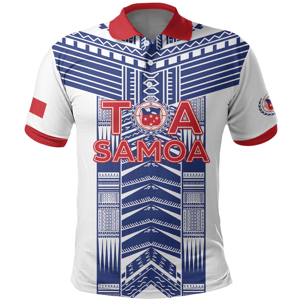 Custom Rugby Toa Samoa Polo Shirt Samoan Tatau White Version LT05 White - Polynesian Pride