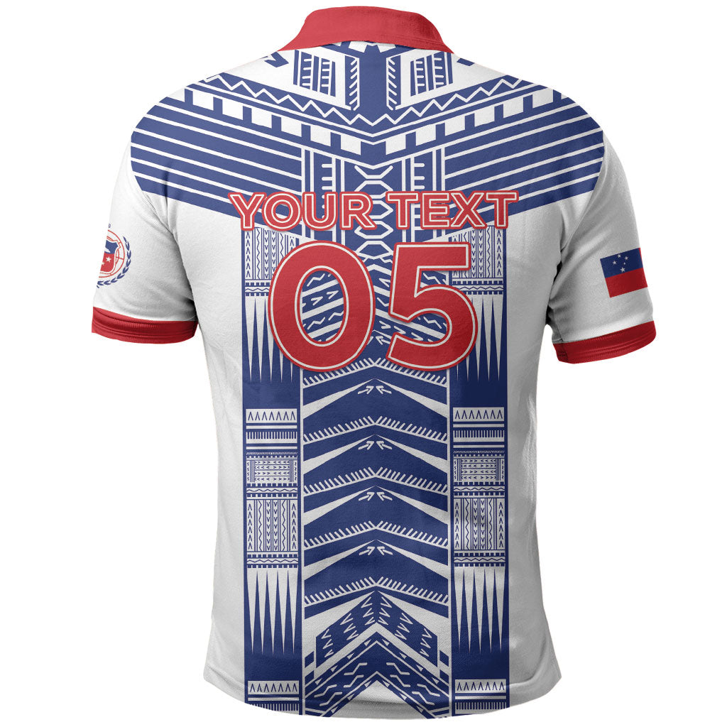 Custom Rugby Toa Samoa Polo Shirt Samoan Tatau White Version LT05 - Polynesian Pride