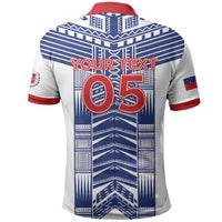 Custom Rugby Toa Samoa Polo Shirt Samoan Tatau White Version LT05 - Polynesian Pride