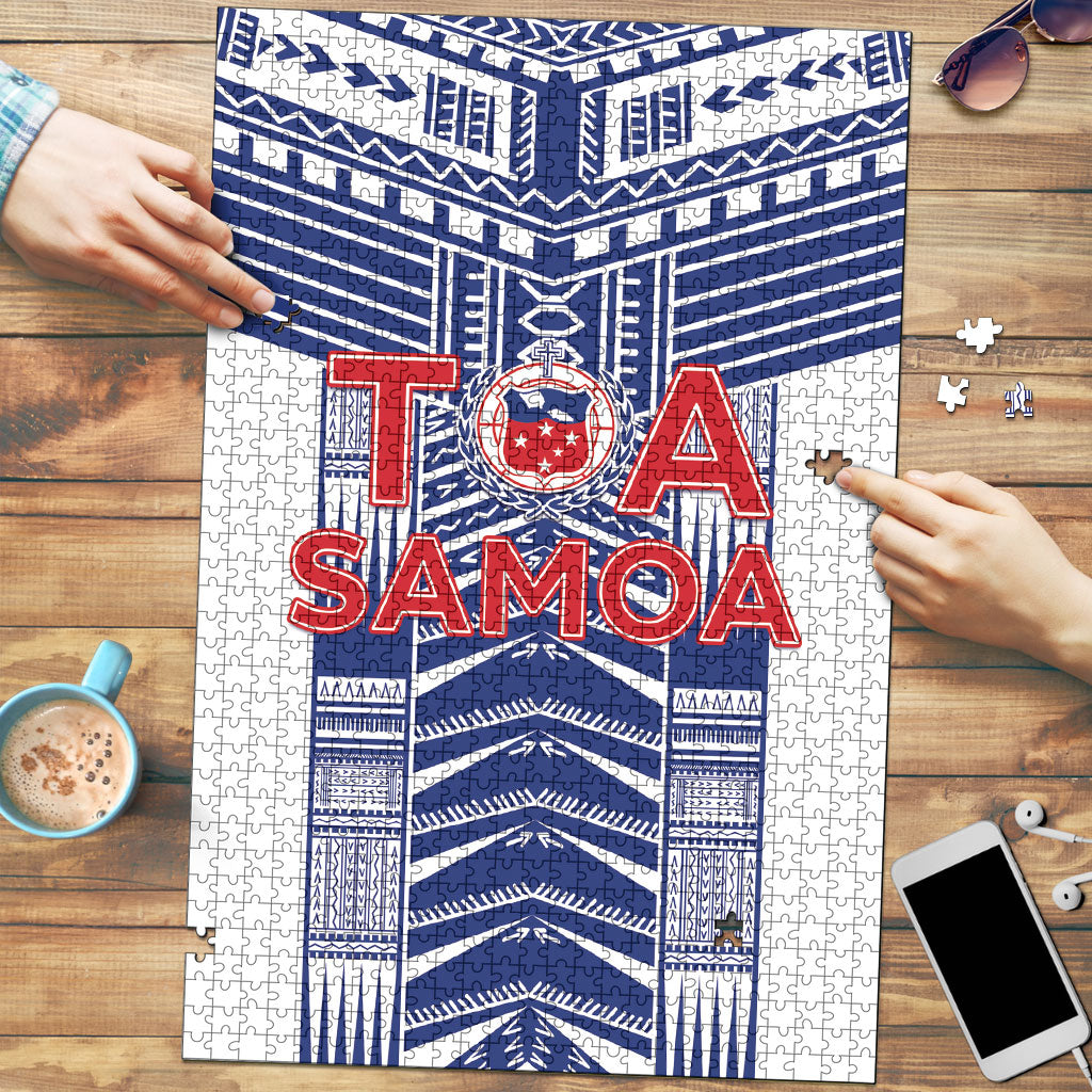 Rugby Toa Samoa Puzzle Samoan Tatau White Version LT05 White - Polynesian Pride