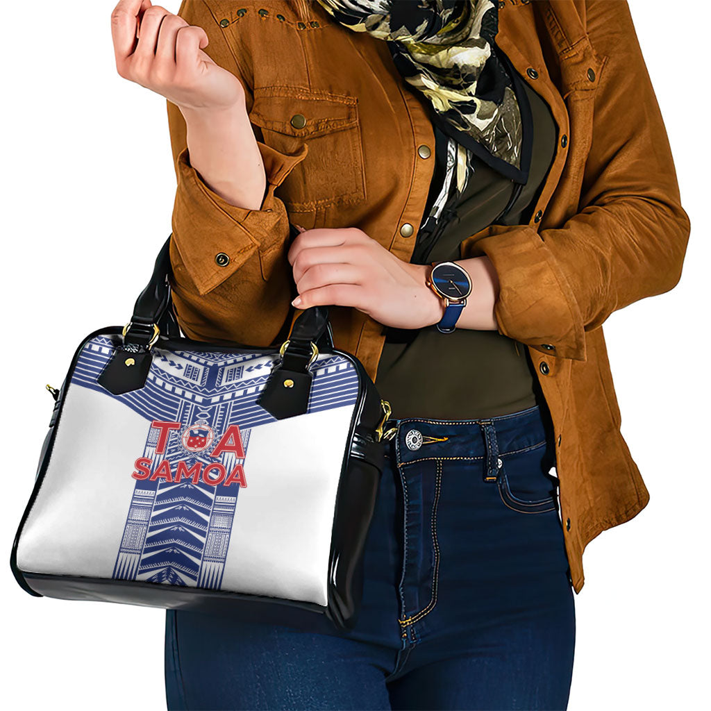 Rugby Toa Samoa Shoulder Handbag Samoan Tatau White Version LT05 - Polynesian Pride