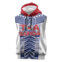 Custom Rugby Toa Samoa Sleeveless Hoodie Samoan Tatau White Version LT05 White - Polynesian Pride
