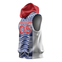 Custom Rugby Toa Samoa Sleeveless Hoodie Samoan Tatau White Version LT05 - Polynesian Pride