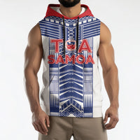 Custom Rugby Toa Samoa Sleeveless Hoodie Samoan Tatau White Version LT05 - Polynesian Pride