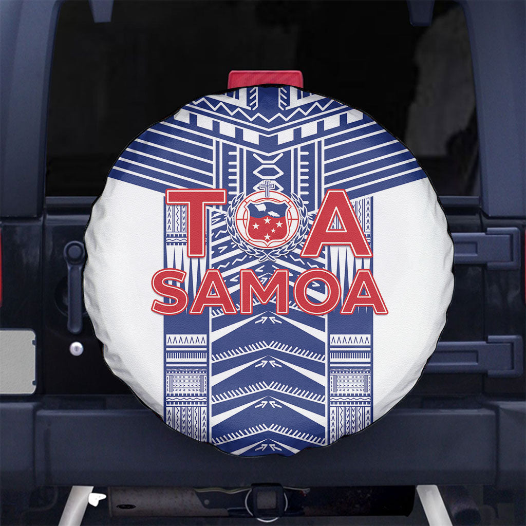 Rugby Toa Samoa Spare Tire Cover Samoan Tatau White Version LT05 No hole White - Polynesian Pride
