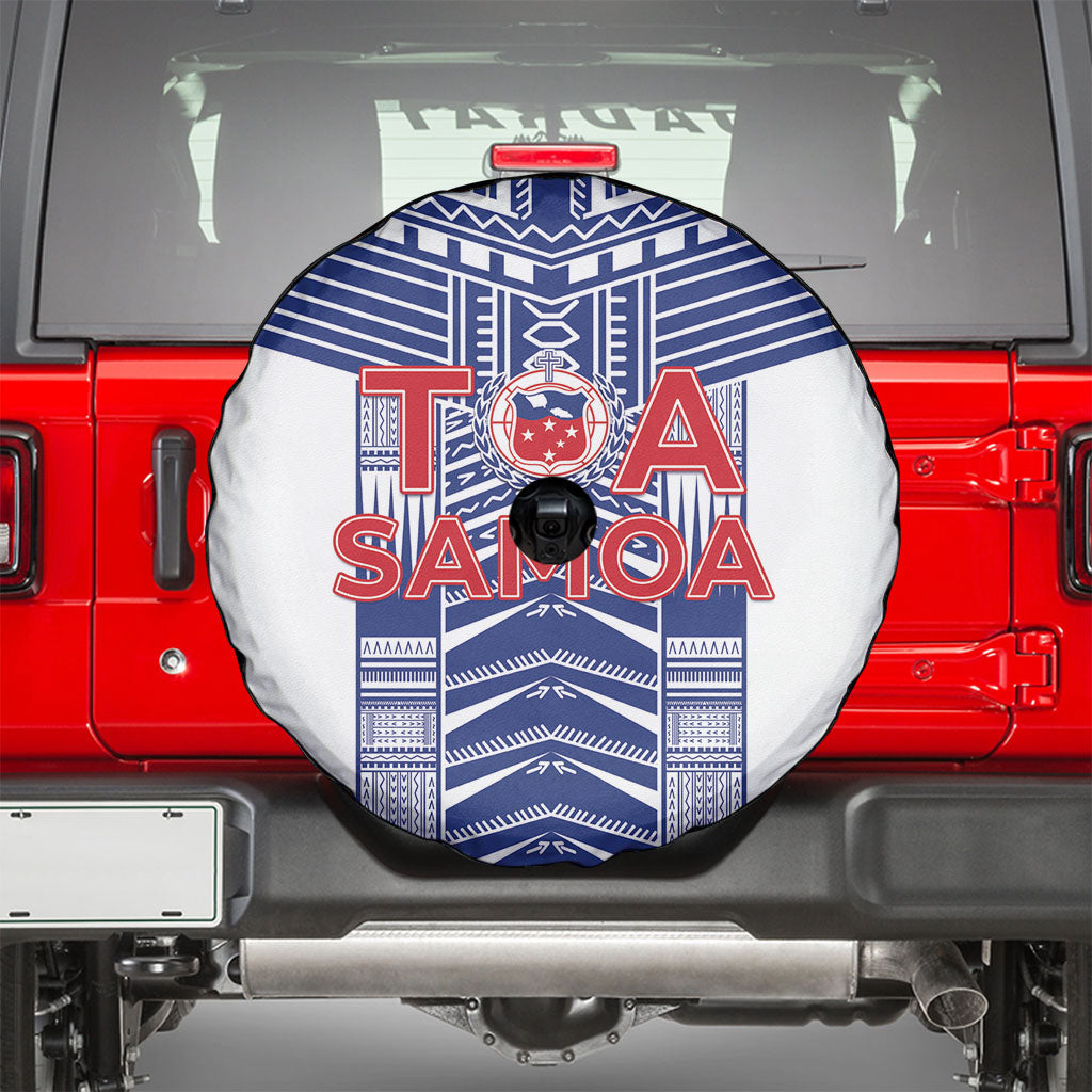 Rugby Toa Samoa Spare Tire Cover Samoan Tatau White Version LT05 - Polynesian Pride