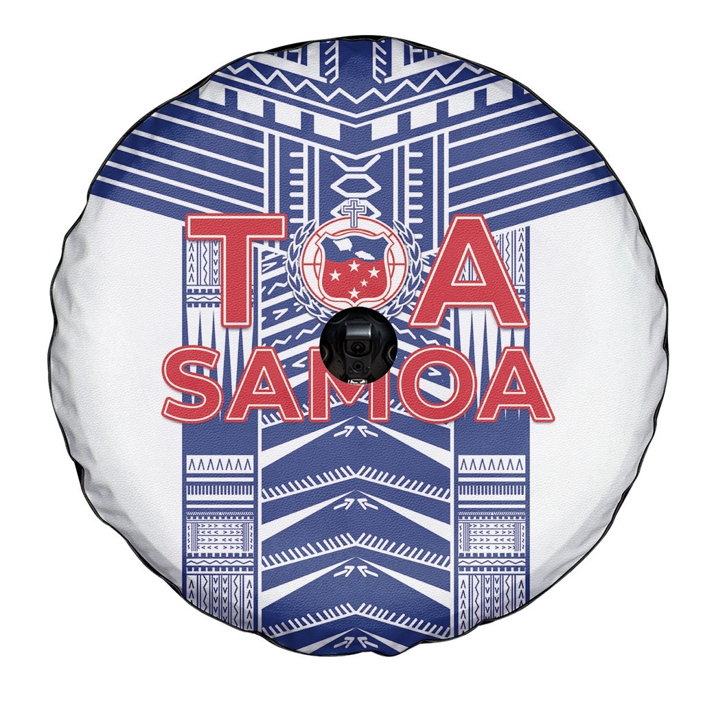 Rugby Toa Samoa Spare Tire Cover Samoan Tatau White Version LT05 - Polynesian Pride