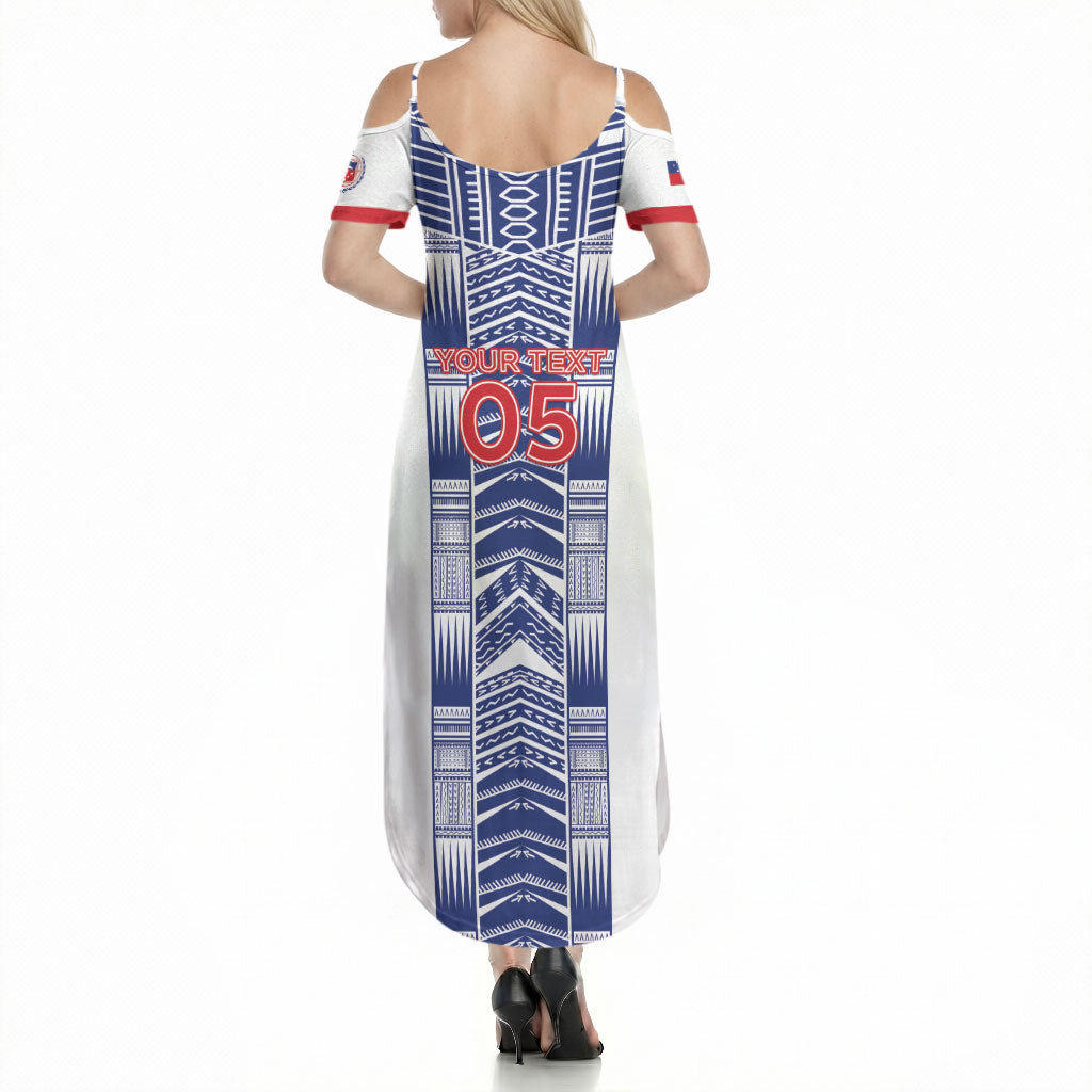 Custom Rugby Toa Samoa Summer Maxi Dress Samoan Tatau White Version LT05 - Polynesian Pride