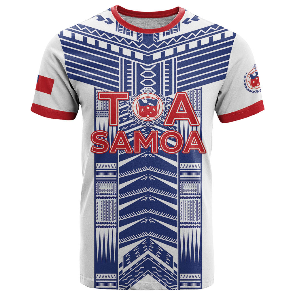 Custom Rugby Toa Samoa T Shirt Samoan Tatau White Version LT05 White - Polynesian Pride