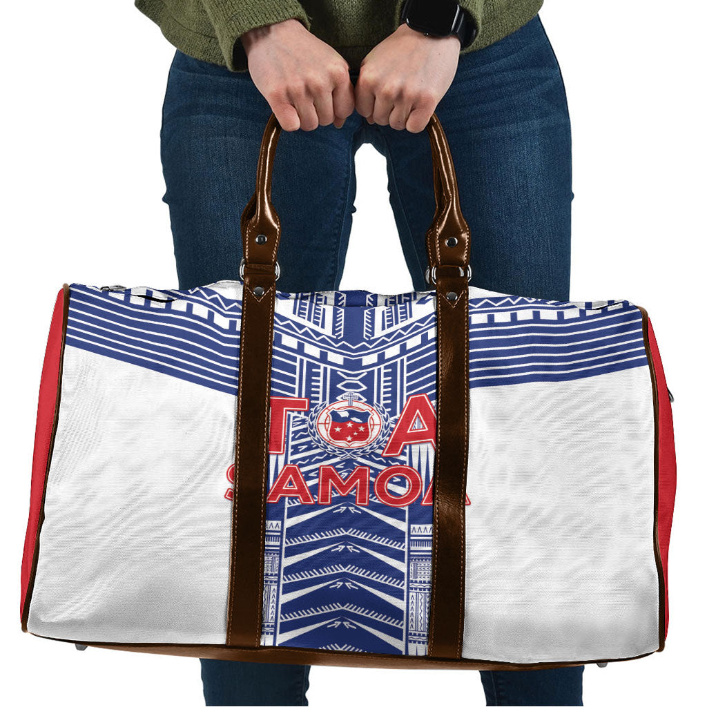 Rugby Toa Samoa Travel Bag Samoan Tatau White Version LT05 White - Polynesian Pride