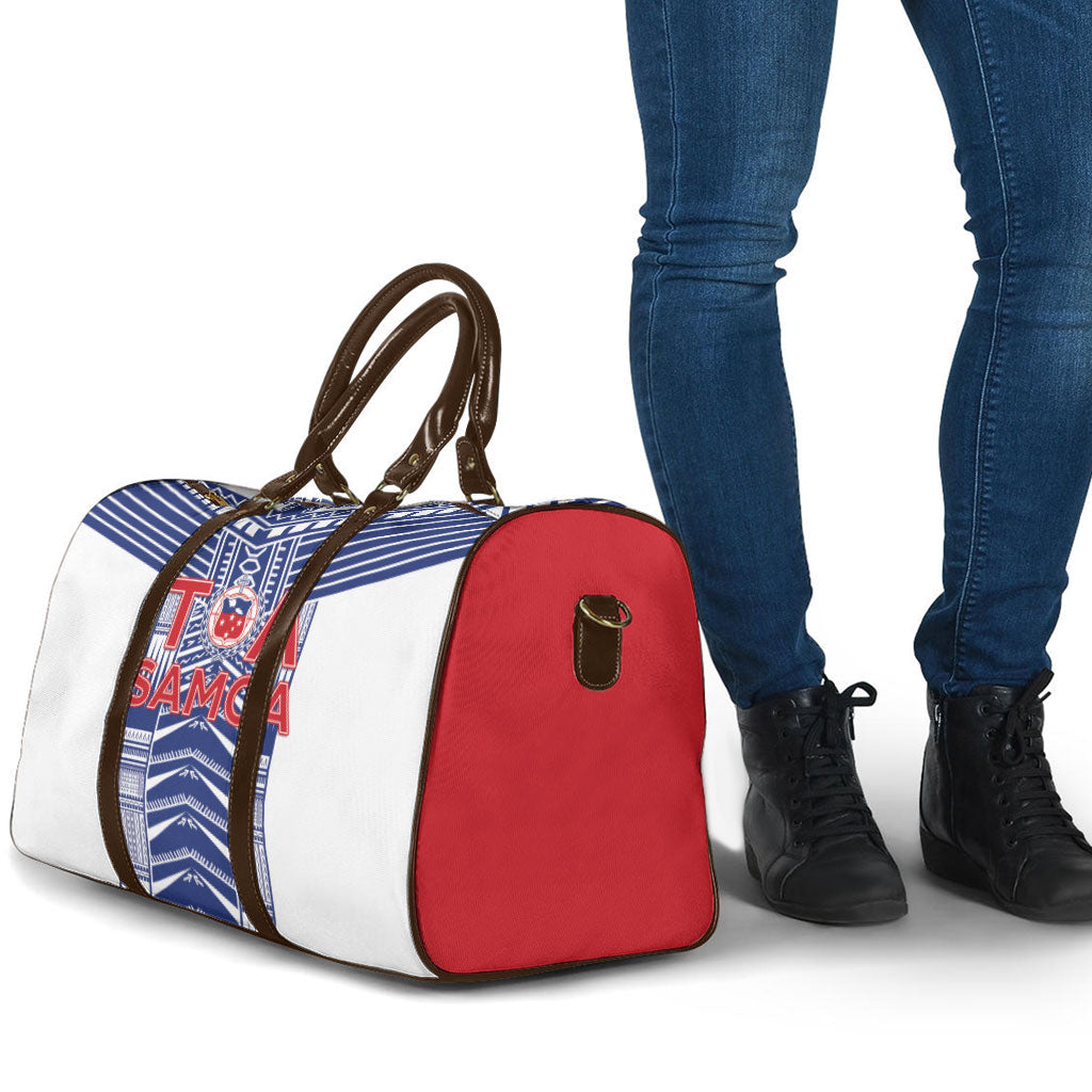Rugby Toa Samoa Travel Bag Samoan Tatau White Version LT05 - Polynesian Pride