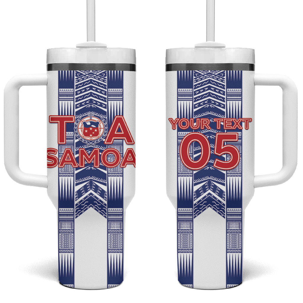 Custom Rugby Toa Samoa Tumbler With Handle Samoan Tatau White Version LT05 One Size: 40 oz White - Polynesian Pride