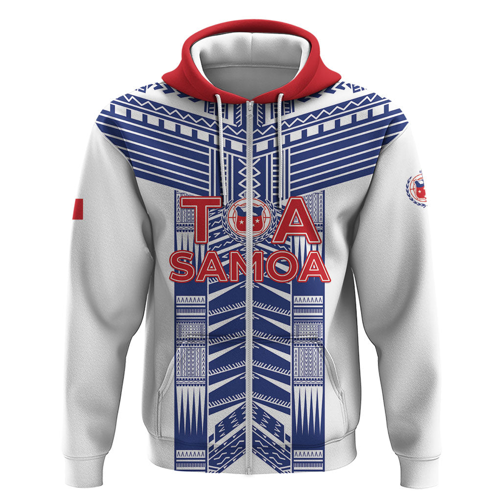 Custom Rugby Toa Samoa Zip Hoodie Samoan Tatau White Version LT05 Zip Hoodie White - Polynesian Pride