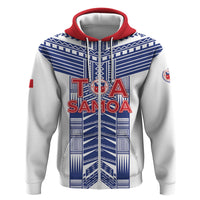 Custom Rugby Toa Samoa Zip Hoodie Samoan Tatau White Version LT05 Zip Hoodie White - Polynesian Pride