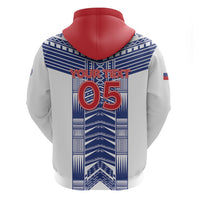 Custom Rugby Toa Samoa Zip Hoodie Samoan Tatau White Version LT05 - Polynesian Pride