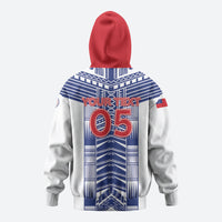 Custom Rugby Toa Samoa Zip Hoodie Samoan Tatau White Version LT05 - Polynesian Pride