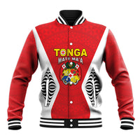 Custom 2026 Tonga Rugby XIII Baseball Jacket Sporty Style LT05 Unisex Red - Polynesian Pride