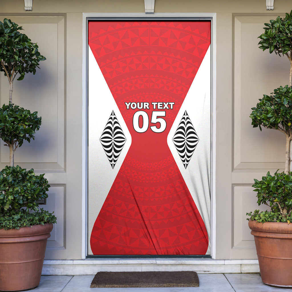 Custom 2026 Tonga Rugby XIII Door Cover Sporty Style LT05 Red - Polynesian Pride