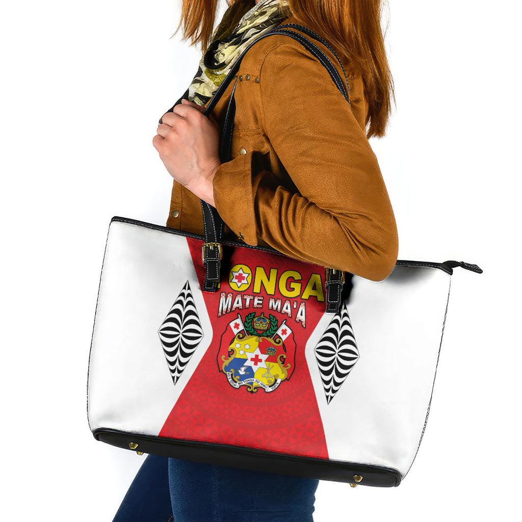 2026 Tonga Rugby XIII Leather Tote Bag Sporty Style LT05 Red - Polynesian Pride