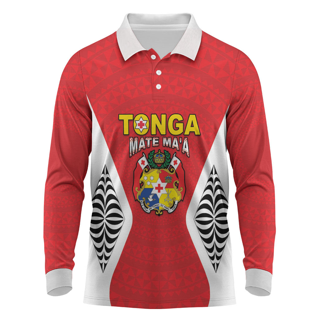 Custom 2026 Tonga Rugby XIII Long Sleeve Polo Shirt Sporty Style