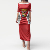 Custom 2026 Tonga Rugby XIII Puletasi Sporty Style LT05 Long Dress Red - Polynesian Pride