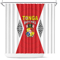 2026 Tonga Rugby XIII Shower Curtain Sporty Style LT05 Red - Polynesian Pride