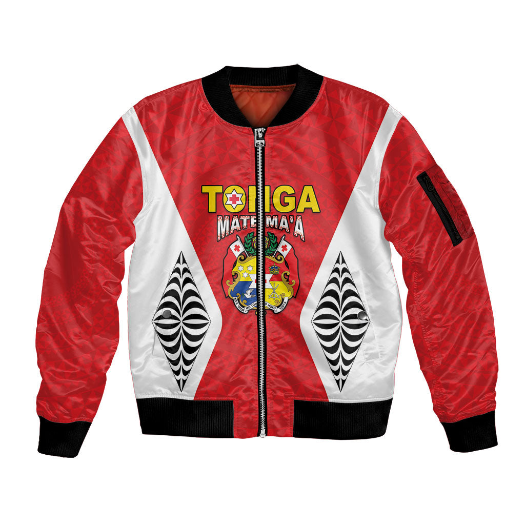 Custom 2026 Tonga Rugby XIII Sleeve Zip Bomber Jacket Sporty Style LT05 Unisex Red - Polynesian Pride