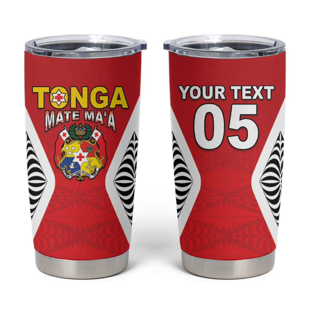 Custom 2026 Tonga Rugby XIII Tumbler Cup Sporty Style LT05 Red - Polynesian Pride