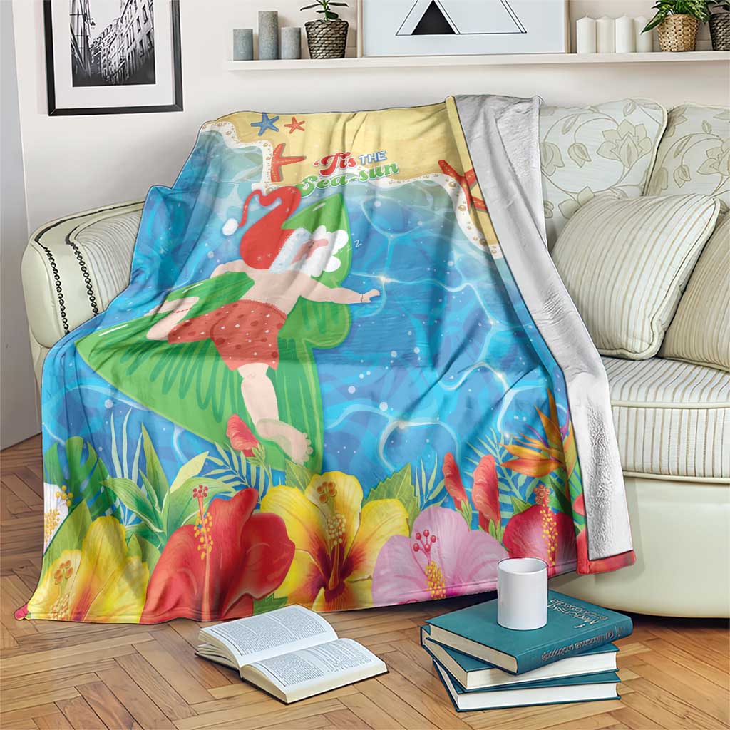 Christmas In Hawaii Blanket Tis The Sea Sun LT05 Blue - Polynesian Pride