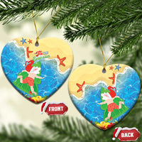 Christmas In Hawaii Ceramic Ornament Tis The Sea Sun LT05 Heart Blue - Polynesian Pride