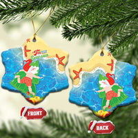Christmas In Hawaii Ceramic Ornament Tis The Sea Sun LT05 Snow Flake Blue - Polynesian Pride