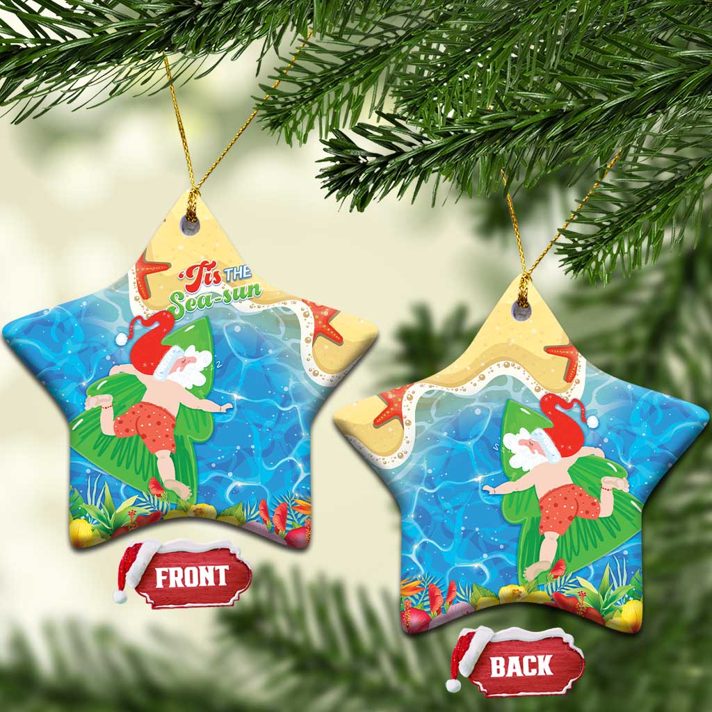 Christmas In Hawaii Ceramic Ornament Tis The Sea Sun LT05 Star Blue - Polynesian Pride