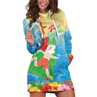 Christmas In Hawaii Hoodie Dress Tis The Sea Sun LT05 Blue - Polynesian Pride