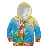 Christmas In Hawaii Kid Hoodie Tis The Sea Sun LT05 Zip Hoodie Blue - Polynesian Pride