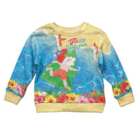 Christmas In Hawaii Kid Ugly Christmas Sweater Tis The Sea Sun LT05 Kid Blue - Polynesian Pride