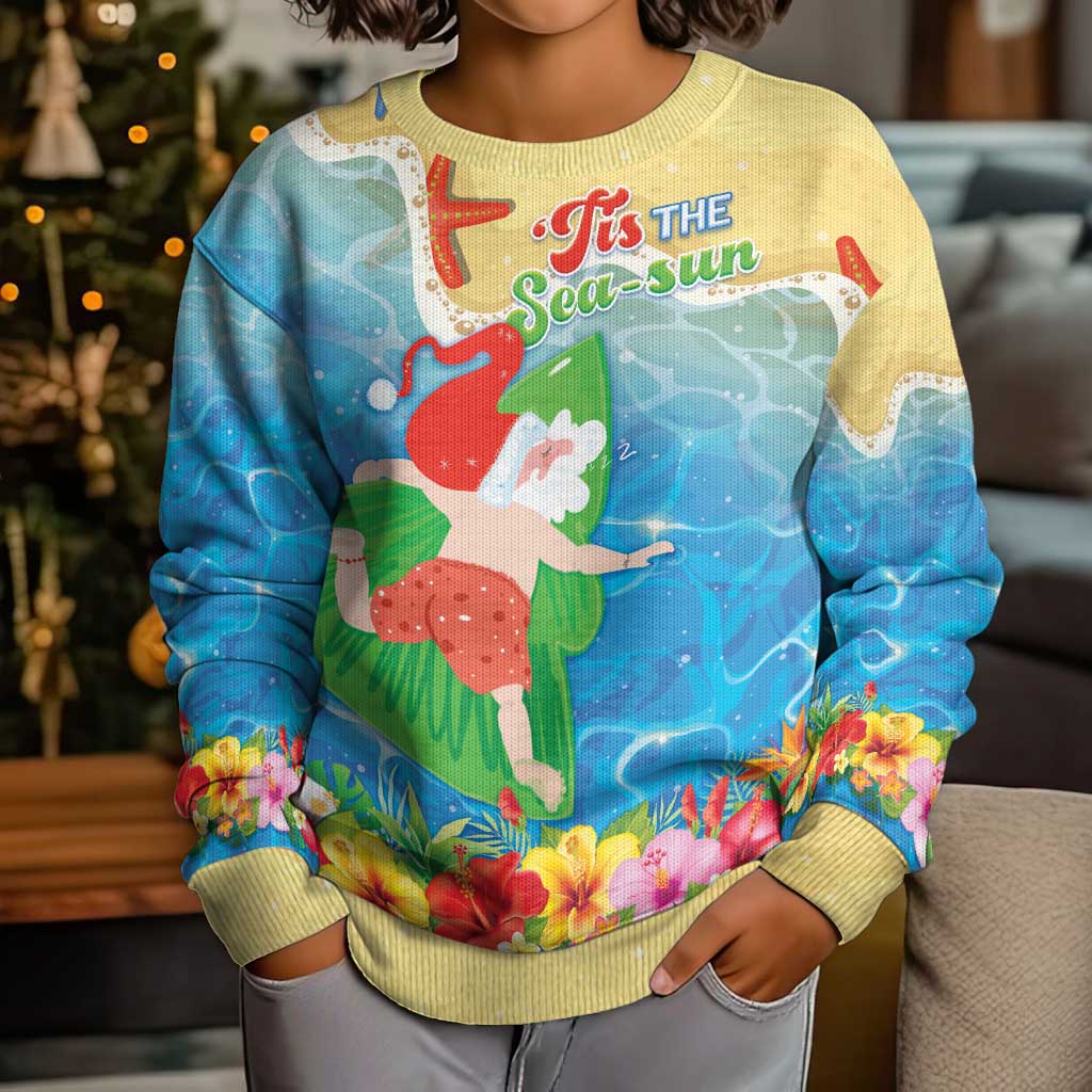 Christmas In Hawaii Kid Ugly Christmas Sweater Tis The Sea Sun LT05 - Polynesian Pride